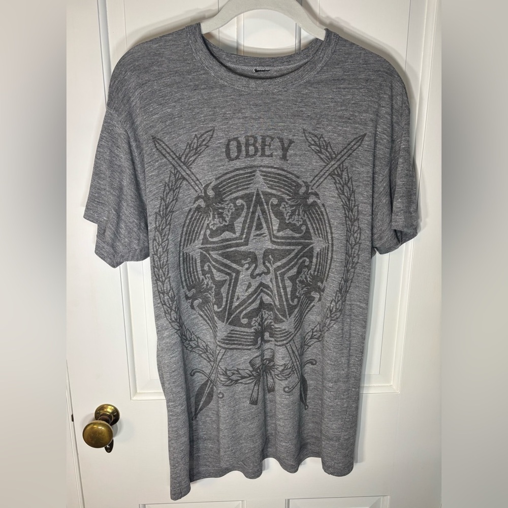 Obey Charcoal Heather Gray Graphic Tee T Shirt Unisex Andre the Giant VTG